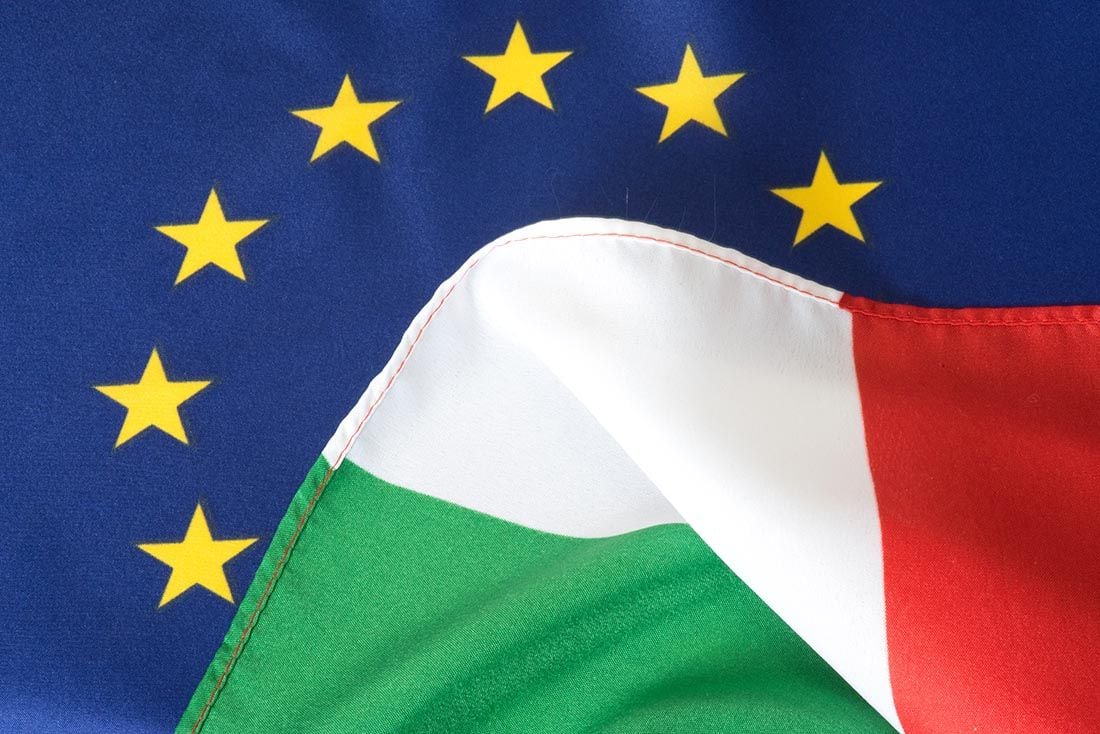 Italian flag Eurozone flag