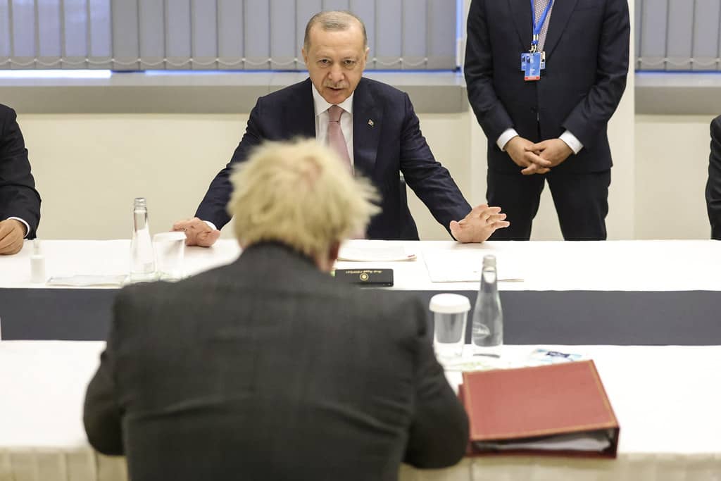 Erdogan across table from Johnson