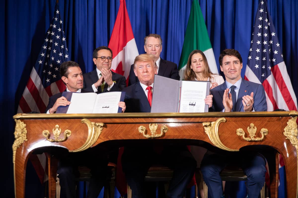 Trump Trudeau and Nieto USMCA